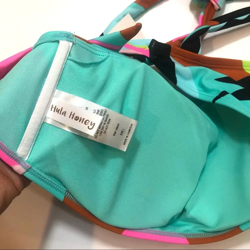 Hula Honey AQUA MARINE Bralette Bikini Swim Top